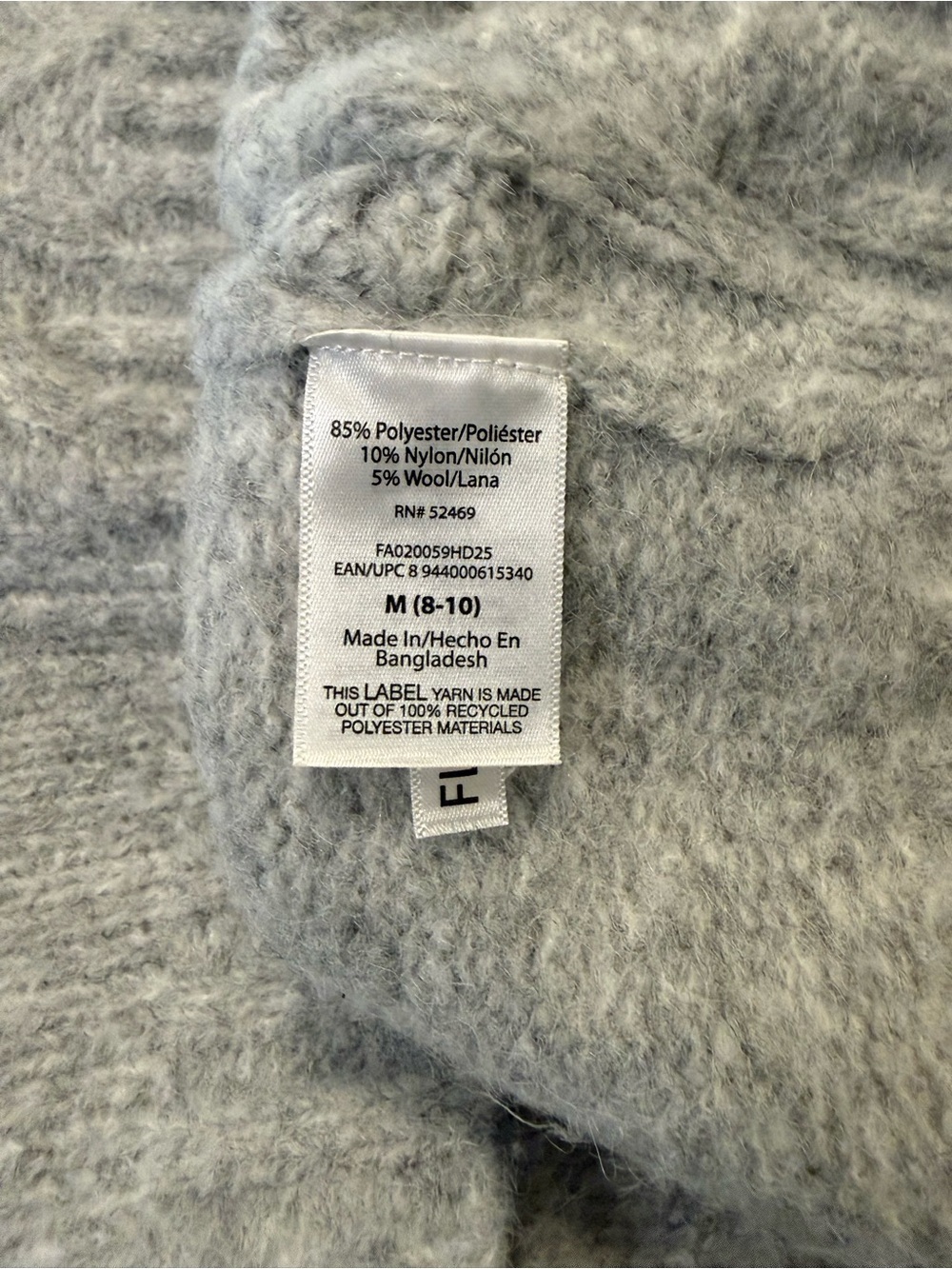 Free Assembly Gray Cable Knit Cropped Cardigan Sweater Medium Rhinestone Buttons - Picture 8 of 8